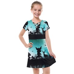 Litte Fairy With Deer In The Night Kids  Cross Web Dress