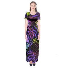 Leaves  Short Sleeve Maxi Dress by Sobalvarro