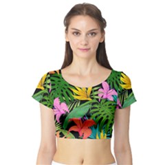 Tropical Greens Short Sleeve Crop Top by Sobalvarro