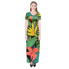 Tropical Greens Short Sleeve Maxi Dress by Sobalvarro