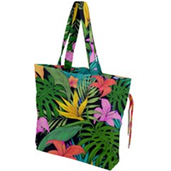 Tropical Greens Drawstring Tote Bag