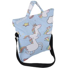 Unicorn Seamless Pattern Background Vector Fold Over Handle Tote Bag