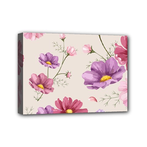 Vector Hand Drawn Cosmos Flower Pattern Mini Canvas 7  X 5  (stretched) by Sobalvarro