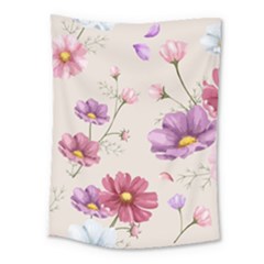 Vector Hand Drawn Cosmos Flower Pattern Medium Tapestry by Sobalvarro