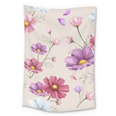 Vector Hand Drawn Cosmos Flower Pattern Large Tapestry by Sobalvarro