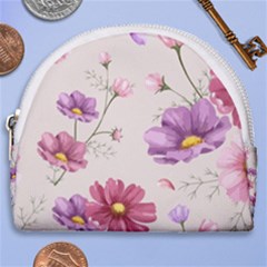 Vector Hand Drawn Cosmos Flower Pattern Horseshoe Style Canvas Pouch by Sobalvarro
