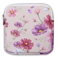 Vector Hand Drawn Cosmos Flower Pattern Mini Square Pouch by Sobalvarro