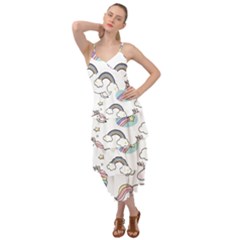 Cute Unicorns With Magical Elements Vector Layered Bottom Dress by Sobalvarro