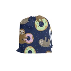 Cute Sloth With Sweet Doughnuts Drawstring Pouch (medium) by Sobalvarro