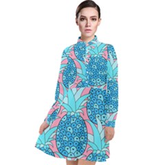 Pineapples Long Sleeve Chiffon Shirt Dress by Sobalvarro