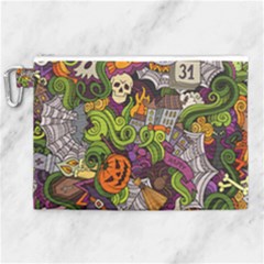 Halloween Doodle Vector Seamless Pattern Canvas Cosmetic Bag (xl) by Sobalvarro