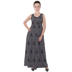 Gadsden Flag Don t Tread On Me Black And Gray Snake And Metal Gothic Crosses Empire Waist Velour Maxi Dress