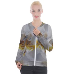 Orchidée Blanche Fleur Casual Zip Up Jacket