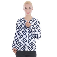 Abstrait Formes Bleu  Casual Zip Up Jacket