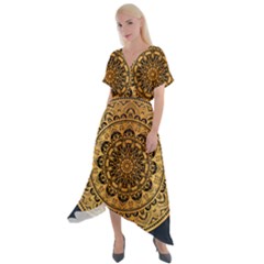 Luxury Mandala Background With Golden Arabesque Pattern Arabic Islamic East Style Premium Vector Cross Front Sharkbite Hem Maxi Dress