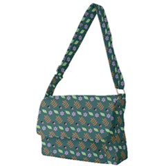 Nature Pattern Spring Green Full Print Messenger Bag (l)