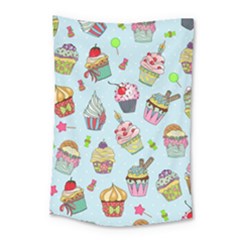 Cupcake Doodle Pattern Small Tapestry by Sobalvarro