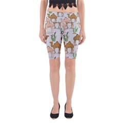 Camels Cactus Desert Pattern Yoga Cropped Leggings by Wegoenart