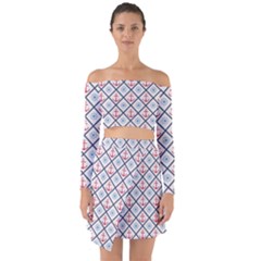 Seamless Pattern With Cross Lines Steering Wheel Anchor Off Shoulder Top With Skirt Set