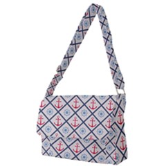 Seamless Pattern With Cross Lines Steering Wheel Anchor Full Print Messenger Bag (s)