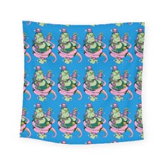Monster And Cute Monsters Fight With Snake And Cyclops Square Tapestry (small) by DinzDas