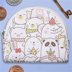 Cute-baby-animals-seamless-pattern Horseshoe Style Canvas Pouch by Sobalvarro
