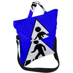 Cross Crossing Crosswalk Line Walk Fold Over Handle Tote Bag