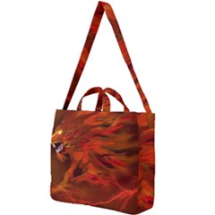 Fire Lion Flame Light Mystical Square Shoulder Tote Bag