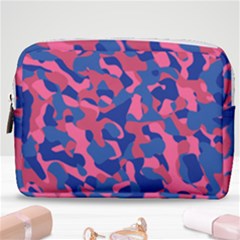 Blue And Pink Camouflage Pattern Make Up Pouch (medium) by SpinnyChairDesigns