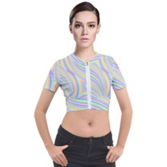 Pastel Color Stripes  Short Sleeve Cropped Jacket