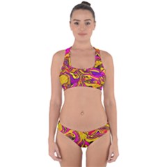 Colorful Boho Swirls Pattern Cross Back Hipster Bikini Set