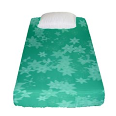 Biscay Green Floral Print Fitted Sheet (single Size) by SpinnyChairDesigns