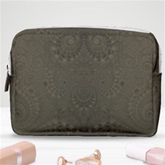 Rustic Green Brown Swirls Make Up Pouch (medium)