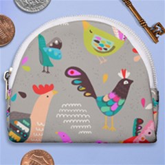 Scandinavian Birds Feather Weather Horseshoe Style Canvas Pouch