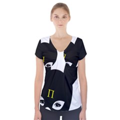 Bunny Girl Mask Short Sleeve Front Detail Top