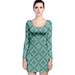 Tiles Long Sleeve Velvet Bodycon Dress