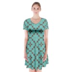 Tiles Short Sleeve V-neck Flare Dress