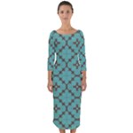 Tiles Quarter Sleeve Midi Bodycon Dress