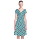 Tiles Short Sleeve Front Wrap Dress