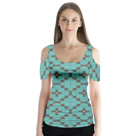 Tiles Butterfly Sleeve Cutout Tee  by Sobalvarro