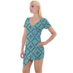 Tiles Short Sleeve Asymmetric Mini Dress