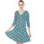 Tiles Quarter Sleeve Front Wrap Dress