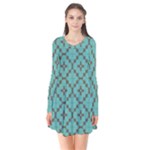 Tiles Long Sleeve V-neck Flare Dress