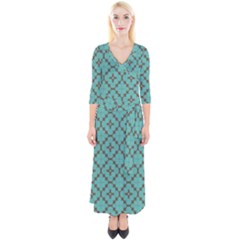 Tiles Quarter Sleeve Wrap Maxi Dress by Sobalvarro