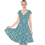 Tiles Cap Sleeve Front Wrap Midi Dress