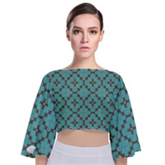 Tiles Tie Back Butterfly Sleeve Chiffon Top by Sobalvarro