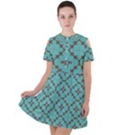 Tiles Short Sleeve Shoulder Cut Out Dress 