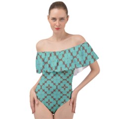 Tiles Off Shoulder Velour Bodysuit  by Sobalvarro