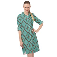 Tiles Long Sleeve Mini Shirt Dress by Sobalvarro