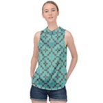 Tiles High Neck Satin Top